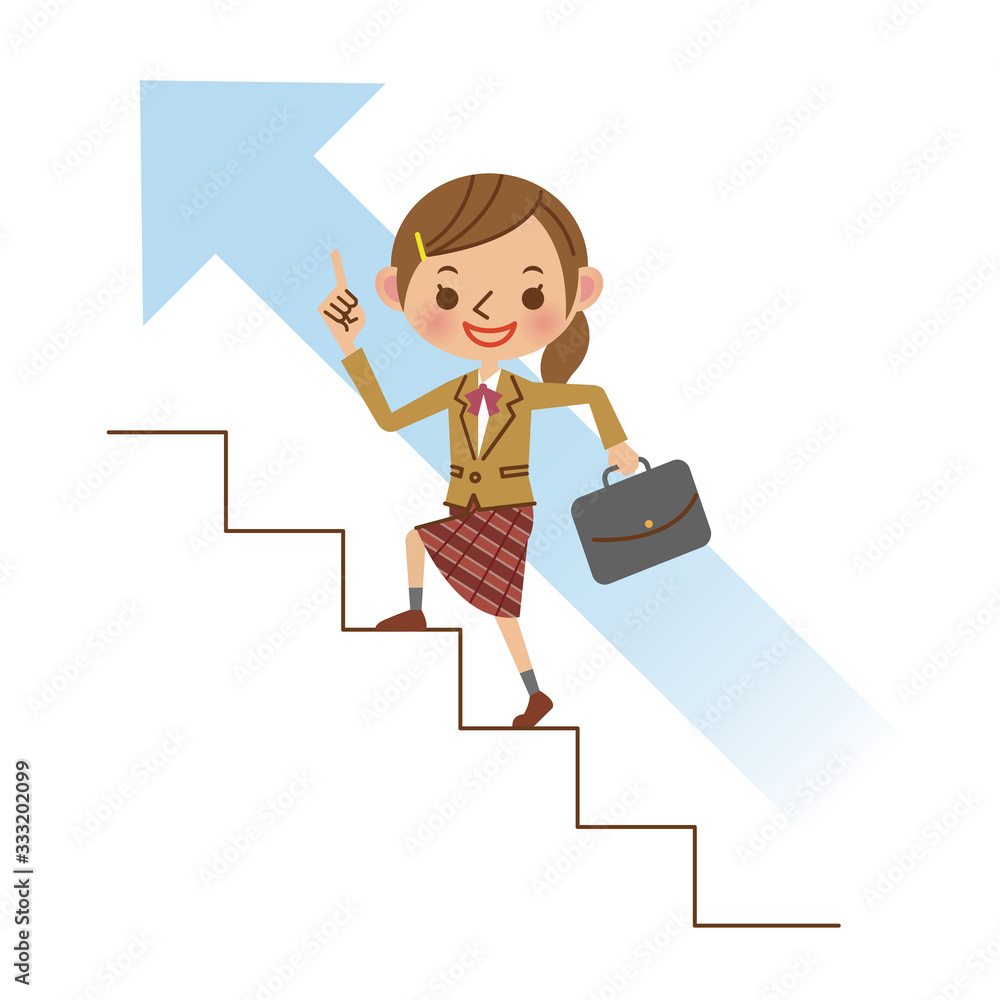 階段を登るブレザー姿の女子中学生 高校生 Stock Vector Adobe Stock