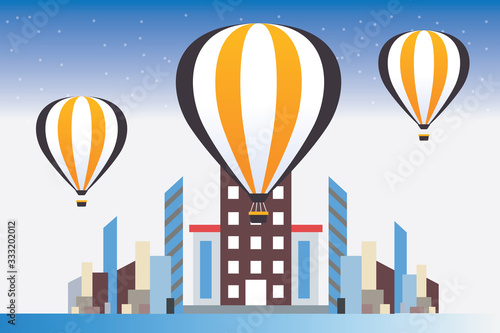 airballoon with city turquoise background