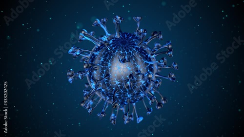 Microscope virus cell. Pandemic bacteria pathogen medical health risk, Corona COVID-19 Alert SOS, immunology, virology, epidemiology concept. 3D rendering looped animation.