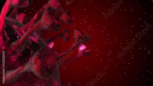 Microscope virus cell. Pandemic bacteria pathogen medical health risk, Corona COVID-19 Alert SOS, immunology, virology, epidemiology concept. 3D rendering looped animation.
