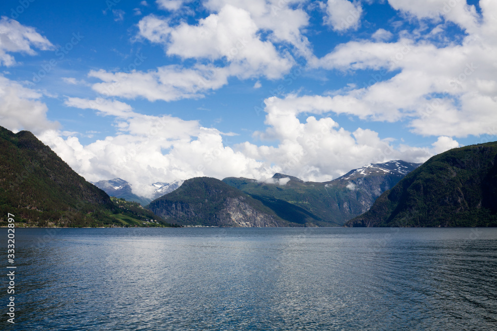 A fjord in Norway. It is a typical Norwegian landscape