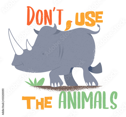 Safari rhinoceros with animal liberation message 