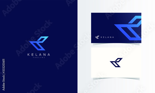 K Abstract Logotype vector with business card template design for branding identity