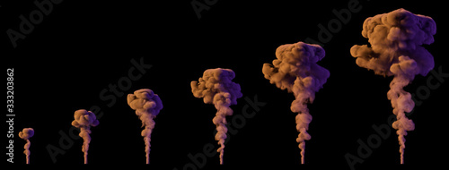 The birth of smoke on a black background.