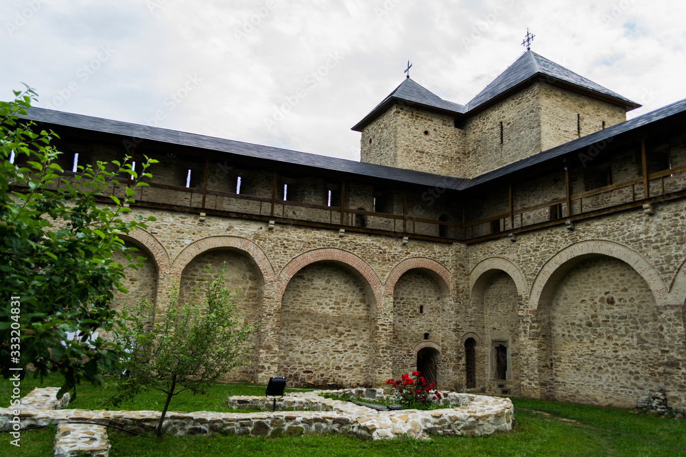 The court of the Dragomirna monastery, Romania.