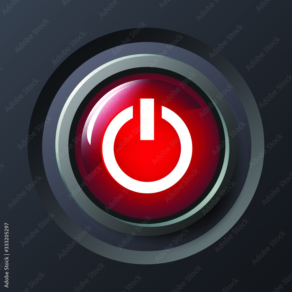 Power button. 3D Red button . Vector illustration Power button. 3D Red button . Vector illustration