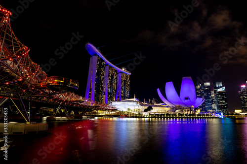 Marina Bay Sands Hotel Light Show at Night in Singapore