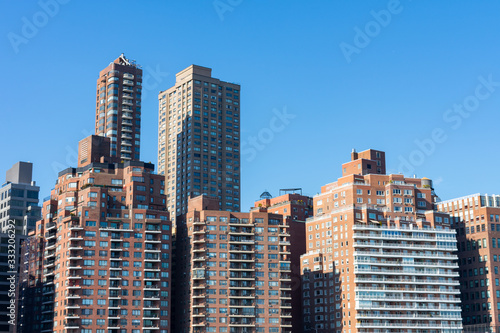 Upper East Side New York City Skyline with a Clear Blue Sky