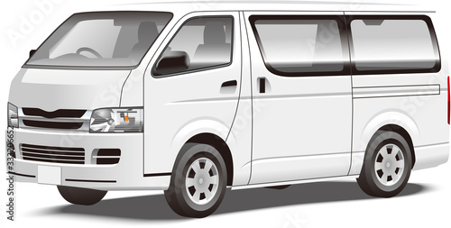 Commercial vehicle illustration Sales vehicle Van coloring base 商用車イラスト ワンボックス営業車 イラスト カラーリングベース