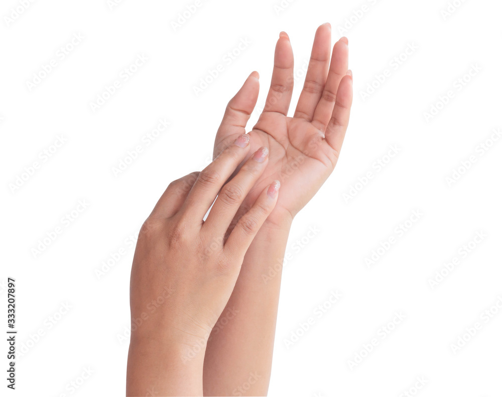 Empty hand holding something isolated on white background for advertising concept Empty hand holding something isolated on white background for advertising concept