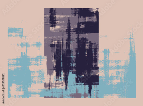 Chocolate set of three abstract paintings, cross hatching monochrome grungy background vector illustration. Rough oil paint strokes on canvas