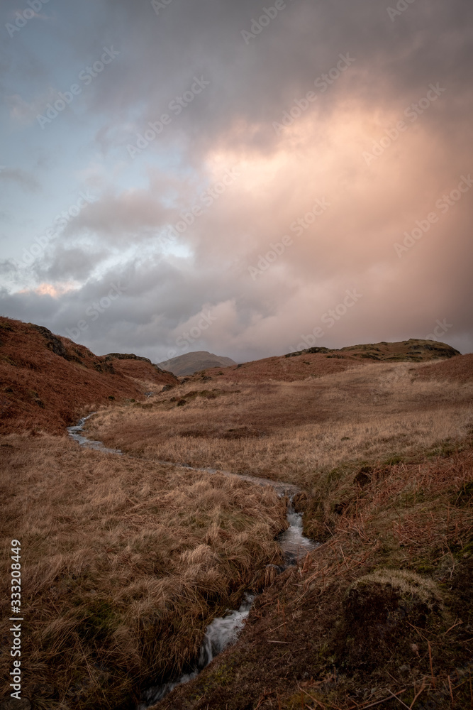 Evening light on clouds, Loughrigg, Lake District, UK