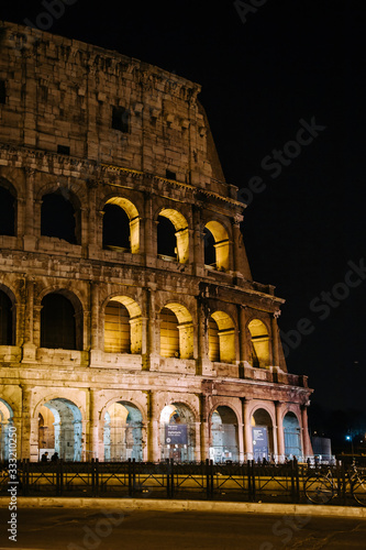 Coliseum at night.  Architectural detail.