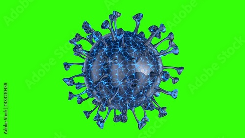 Microscope virus cell. Pandemic bacteria pathogen medical health risk, Corona COVID-19 Alert SOS, immunology, virology, epidemiology concept. 3D rendering looped animation.