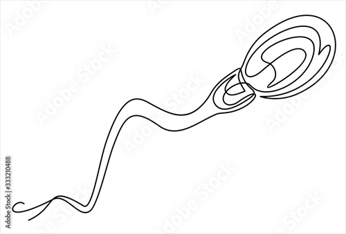 Abstract sperm icon, sperm icon and sperm vector that runs towards the egg.Vector continuous line.