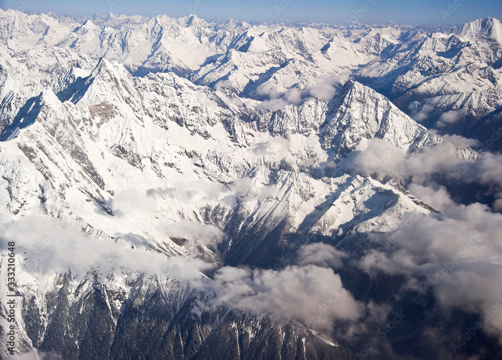 Naklejka premium Aerial Himalaya mountain in Tibet