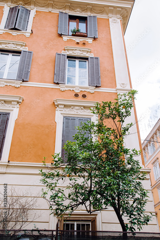 Architectural detail, building facade. Italy, Rome Architectural detail, building facade. Italy, Rome
