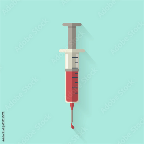 syringe flat icon with shadow.