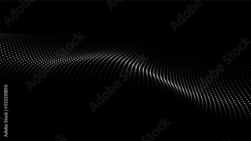 Vector abstract technology background. Big data visualization. Digital dynamic wave on dark background.