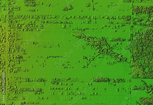 DEM - digital elevation model. Product made after proccesing pictures taken from a drone. Shows the urban area of the scattered village photo