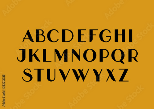 Vector Uppercase sans serif mid-century uppercase alphabet.