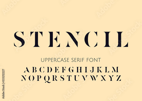 Vector capital stencil serif minimal alphabet