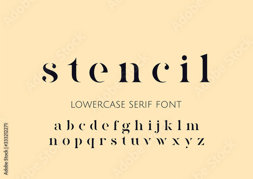 Vector lowercase stencil serif minimal alphabet