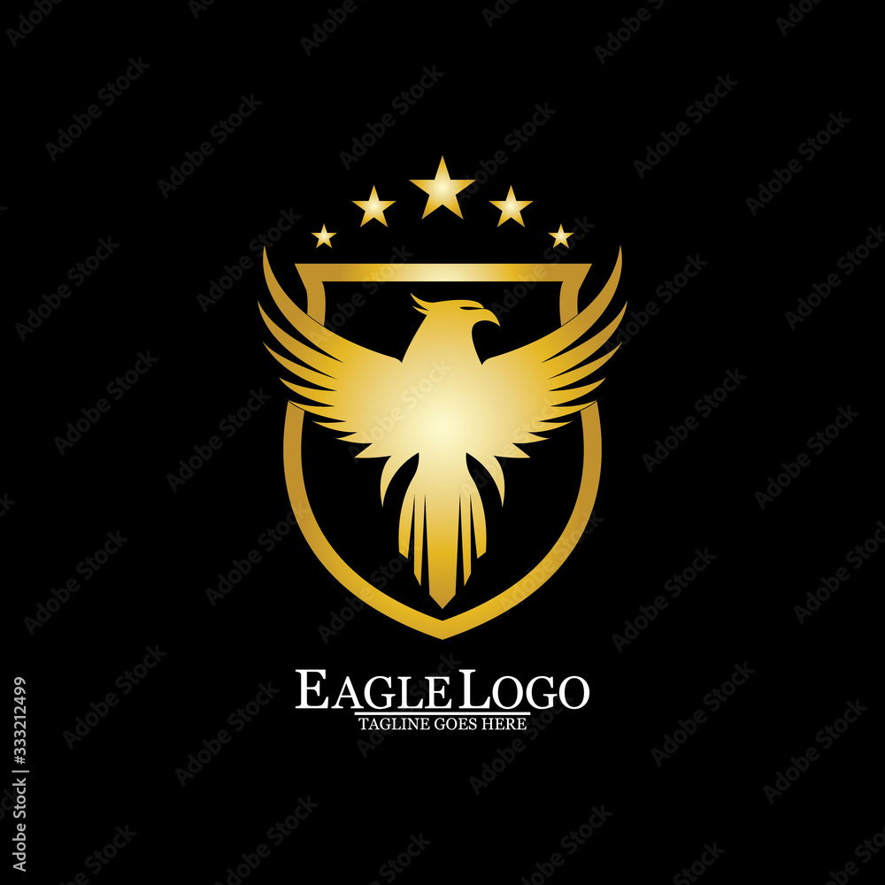 Golden Eagle with Shield logo design Golden Eagle with Shield logo design