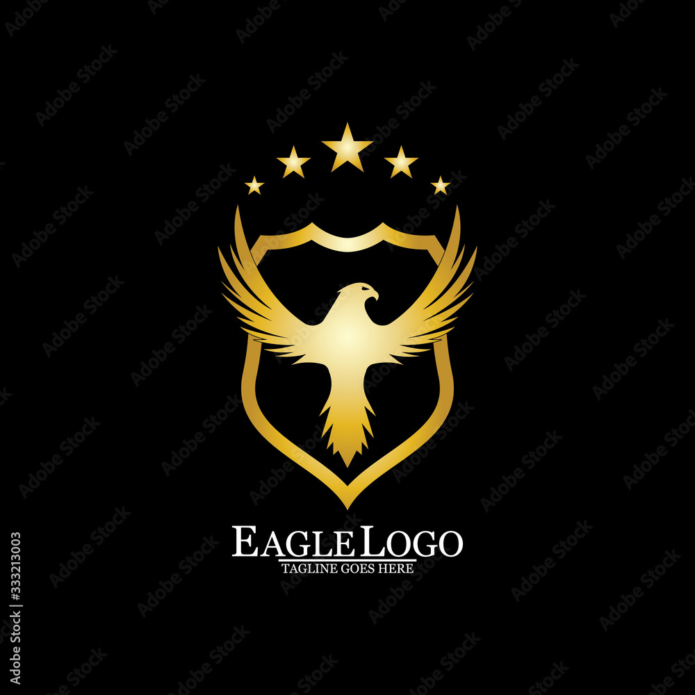 Golden Eagle with Shield logo design Golden Eagle with Shield logo design