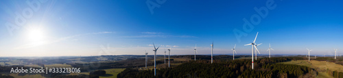 wind wheels in the evening high definition panorama