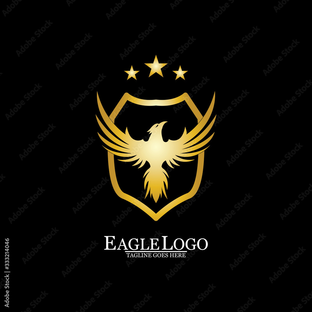 Golden Eagle with Shield logo design Golden Eagle with Shield logo design