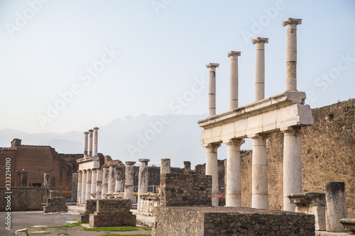 The world famous ruins of the ancient Roman town of Pompeii in Italy
