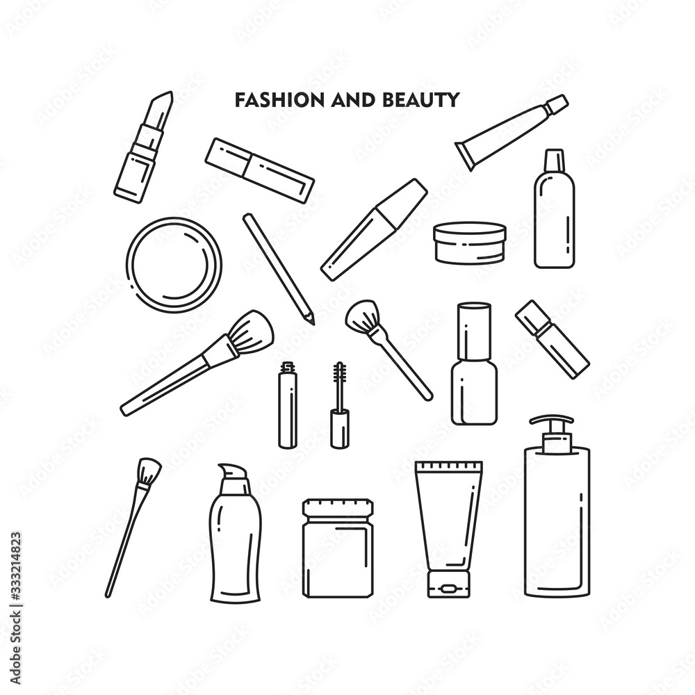 Set Of Beauty and Fashion Icon, Beauty and Fashion sign/symbol Line vector