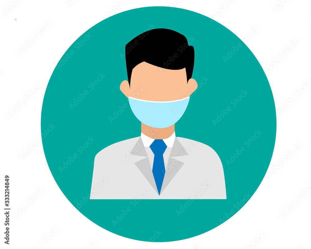 People flat design vector characters avatar and Flat vector circle icon mask protect virus.