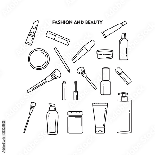 Set Of Beauty and Fashion Icon, Beauty and Fashion sign/symbol Line vector
