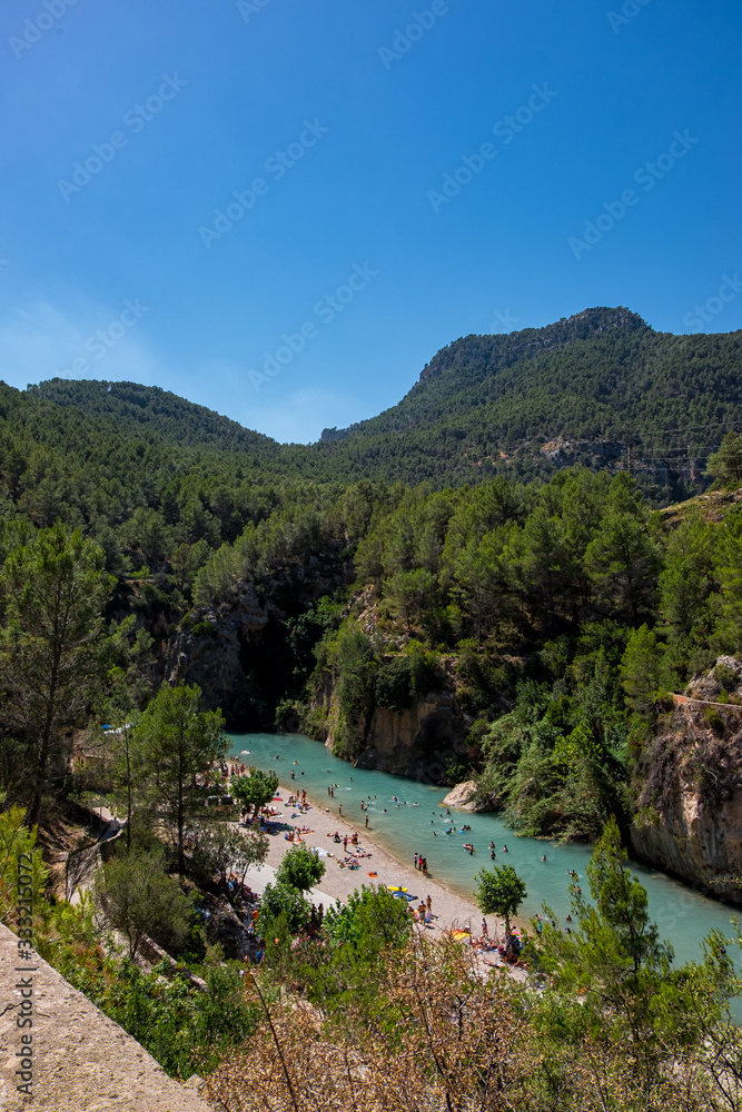 Montanejos river with thermal water in Castellon, Spain.