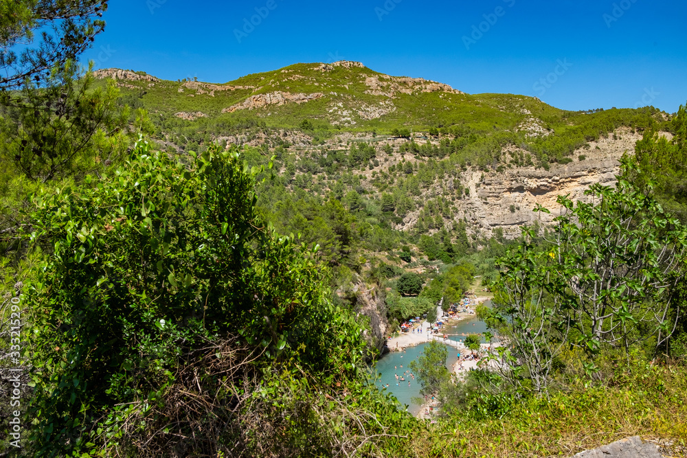 Montanejos river with thermal water in Castellon, Spain.