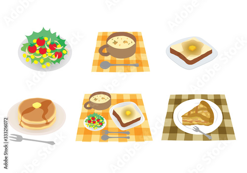 朝ごはんのイラストセット