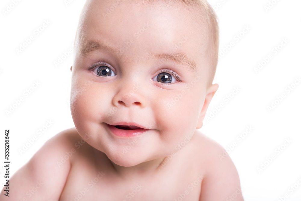 Sweet little girl on the floor of studio white background Sweet little girl on the floor of studio white background
