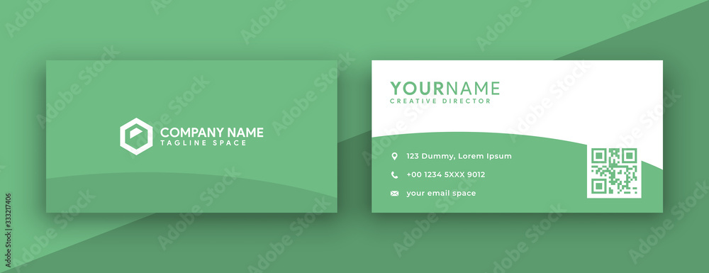 green business card design. double sided business card template. vector illustration stationery design