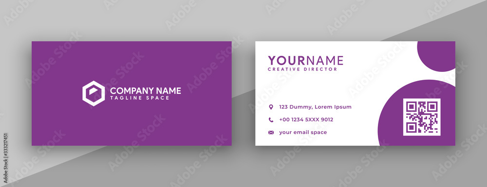 flat purple business card design . modern and clean business card design template vector