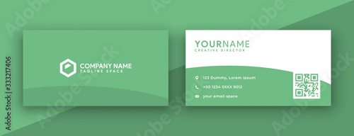 green business card design. double sided business card template. vector illustration stationery design