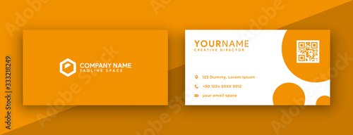 yellow business card design. modern circle name card with awesome yellow color