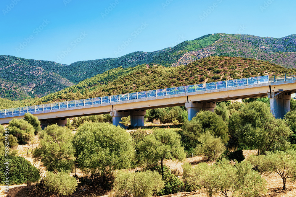 Naklejka premium Highway and mountains Cagliari Sardinia