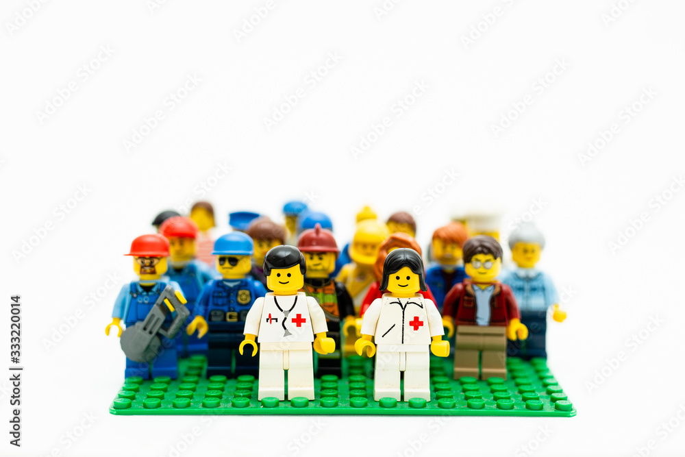 Orvieto, Italy - March 19th 2020: Lego doctors against covid -19. Lego is a  popular line of construction toys manufactured by the Lego Group Stock  Photo | Adobe Stock