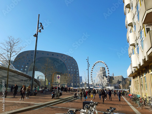 city ​​market in rotterdam on a sunny day seen from outside