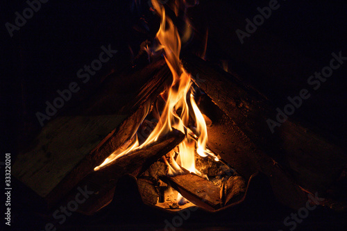 Obraz na plátně Winter with fireplace concept
