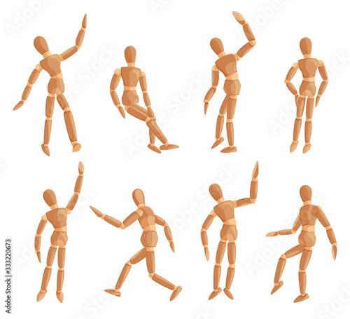 Wooden man, model artist movable limbs doll set