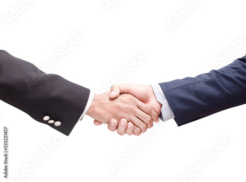 Business people shake hands isolated on white background