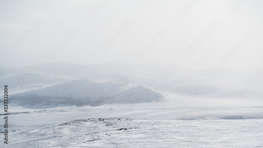 Winter landscape in Dovrefjell National Park